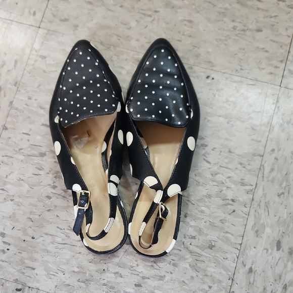 Talbots Polka Dot Slingback Women's Shoes Size 6.5 Black White - Picture 3 of 7